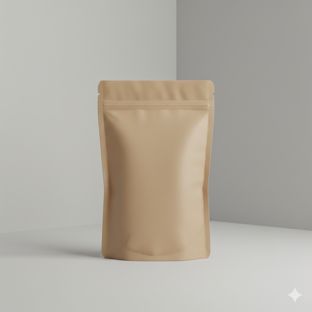 Stand Up Pouch- Brown Craft Paper Pouch Window - (125 Mic)